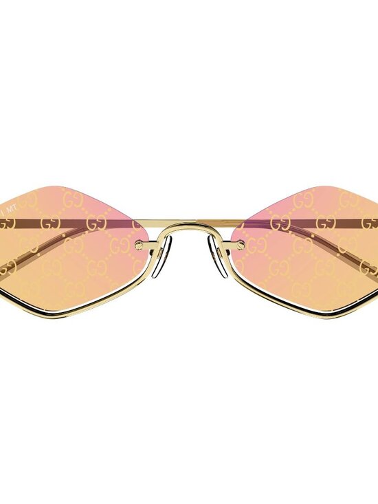 NEW GUCCI GG1604S 004 GOLD ROSE MIRROR YELLOW GG PATTERN AUTHENTIC SUNGLASSES main image 4